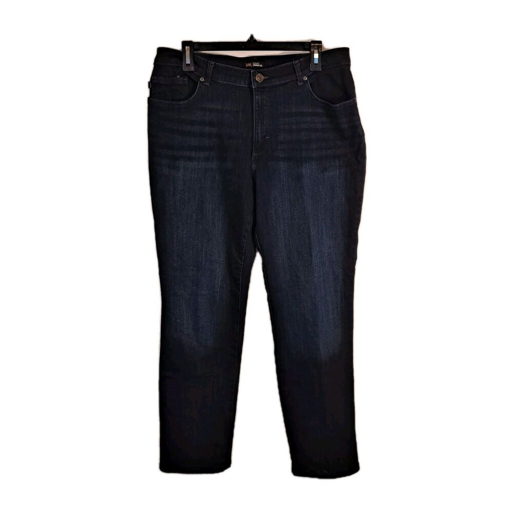 Lee Women's Jeans Size 14 Relaxed Fit Straight Leg Mid Rise Blue